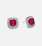 Regal Ruby Halo Studs in 925 Silver High Quality Simulated Diamonds and Crafted Ruby Stones - Ash & Harry