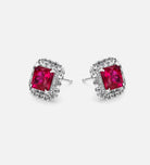 Regal Ruby Halo Studs in 925 Silver High Quality Simulated Diamonds and Crafted Ruby Stones - Ash & Harry