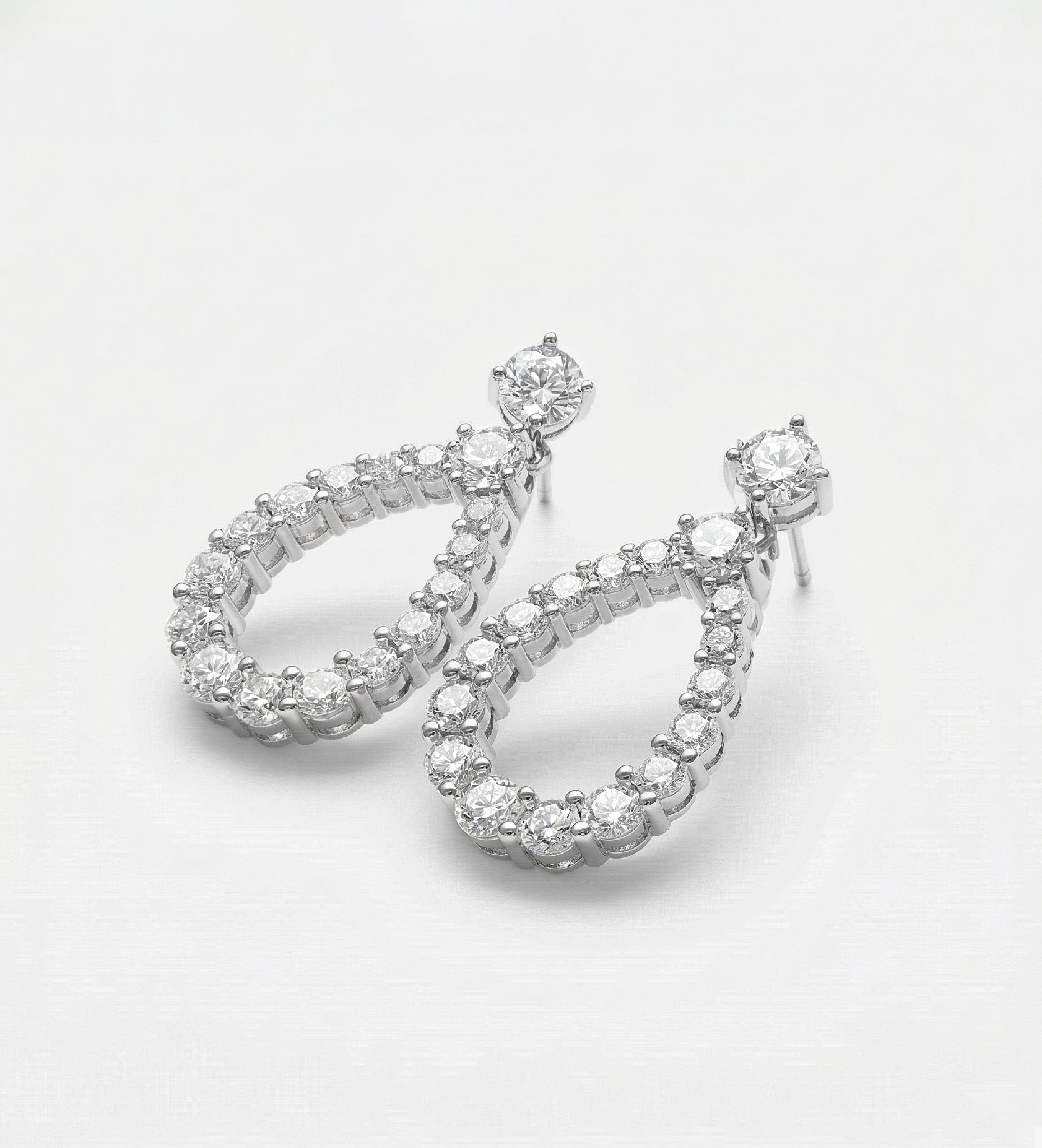 Regalia Teardrop Earrings in 925 Silver with High Quality Simulated Diamonds - Ash & Harry