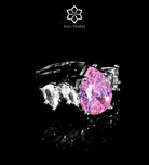 Riviera Signature Pink Pear - Drop Solitaire Bridal Set with Premium Simulated Diamonds in Mirror - Polished Rhodium - Ash & Harry