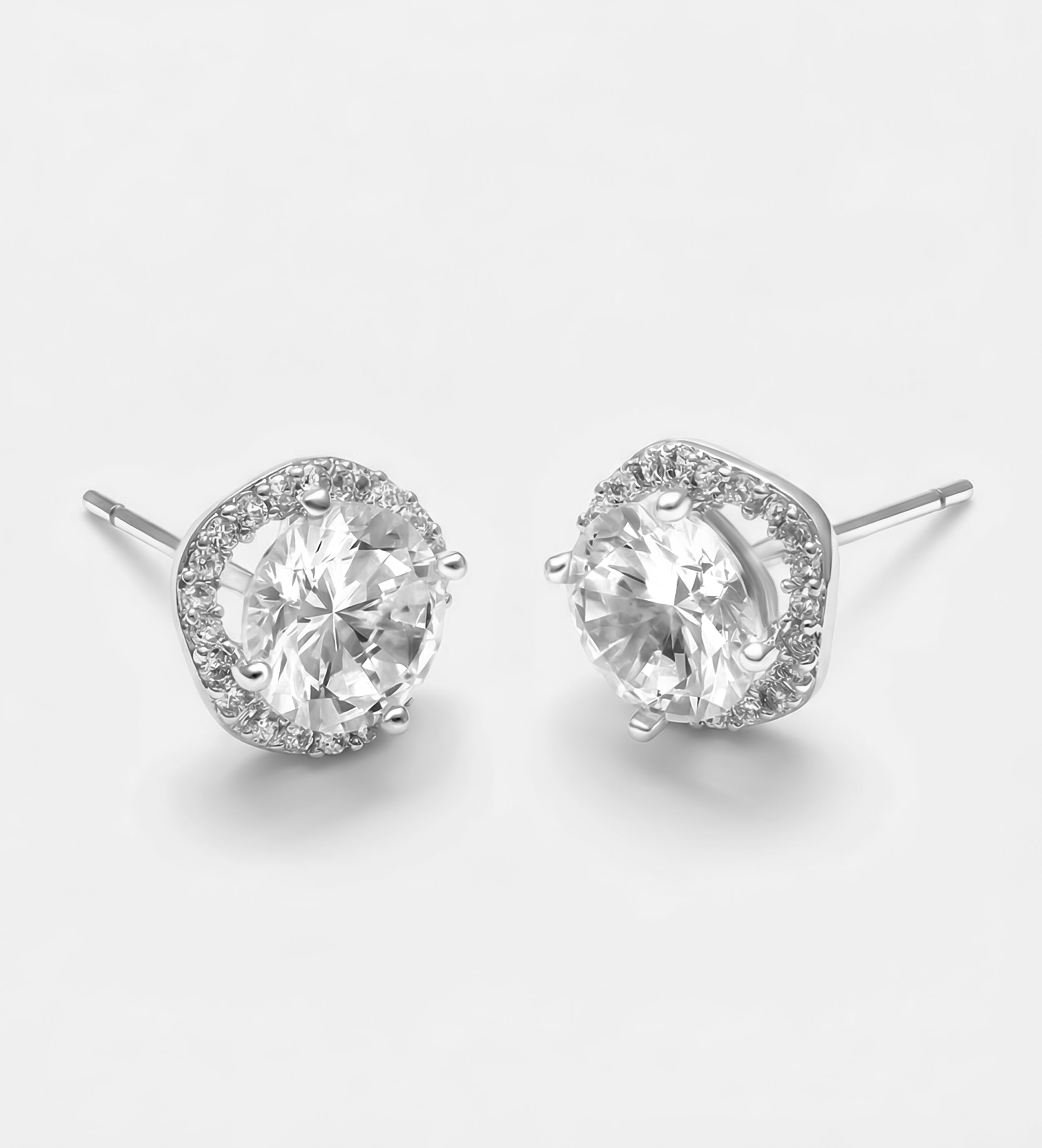 Round Halo Studs With Pearls and High Quality Simulated Diamonds - Ash & Harry