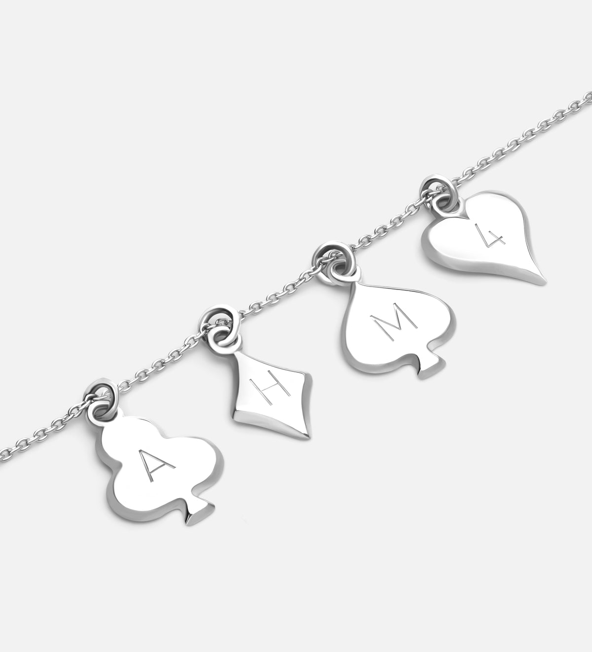 Royal Card Initial Necklace in Rhodium Plating on 925 Silver - Ash & Harry