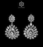 Royale Teardrop Long Chain Set in High Quality Simulated Diamonds Rhodium Plated - Ash & Harry