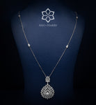 Royale Teardrop Long Chain Set in High Quality Simulated Diamonds Rhodium Plated - Ash & Harry