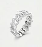 Scallop Shell Ring in 92.5 Silver with High - Quality Simulated Diamonds - Ash & Harry