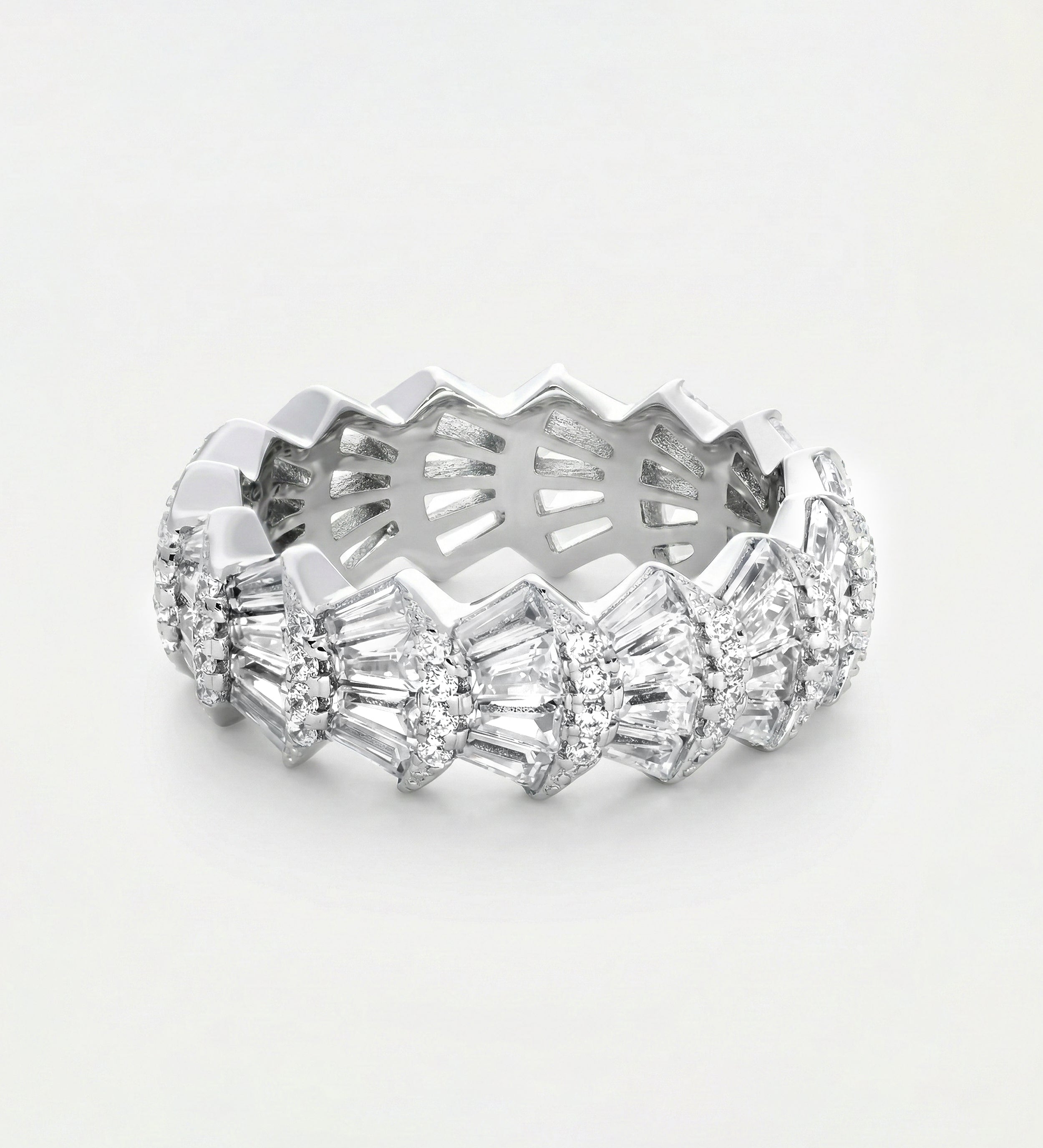 Scallop Shell Ring in 92.5 Silver with High - Quality Simulated Diamonds - Ash & Harry