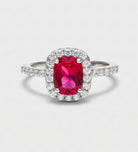 Scarlet Ruby Cushion Ring in 925 Silver High Quality Simulated Diamonds and Crafted Ruby Stone - Ash & Harry