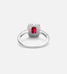 Scarlet Ruby Cushion Ring in 925 Silver High Quality Simulated Diamonds and Crafted Ruby Stone - Ash & Harry