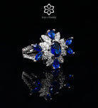 Seraphina Royal Blue Luxury Bridal Full Set with High Quality Simulated Diamonds Rhodium Plated - Ash & Harry