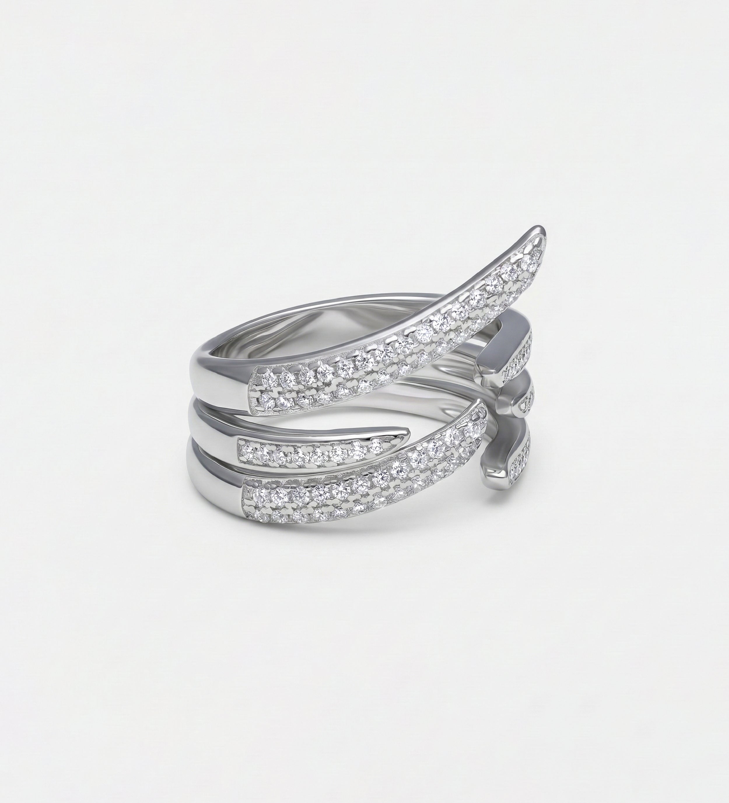 Serpent Twist Ring In 925 Silver High Quality Simulated Diamonds - Ash & Harry