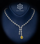 Shams Royal Yellow Bridal Full Set with Canary Yellow Simulated Diamond Centerpiece and White Simulated Diamonds, Rhodium Plated - Ash & Harry