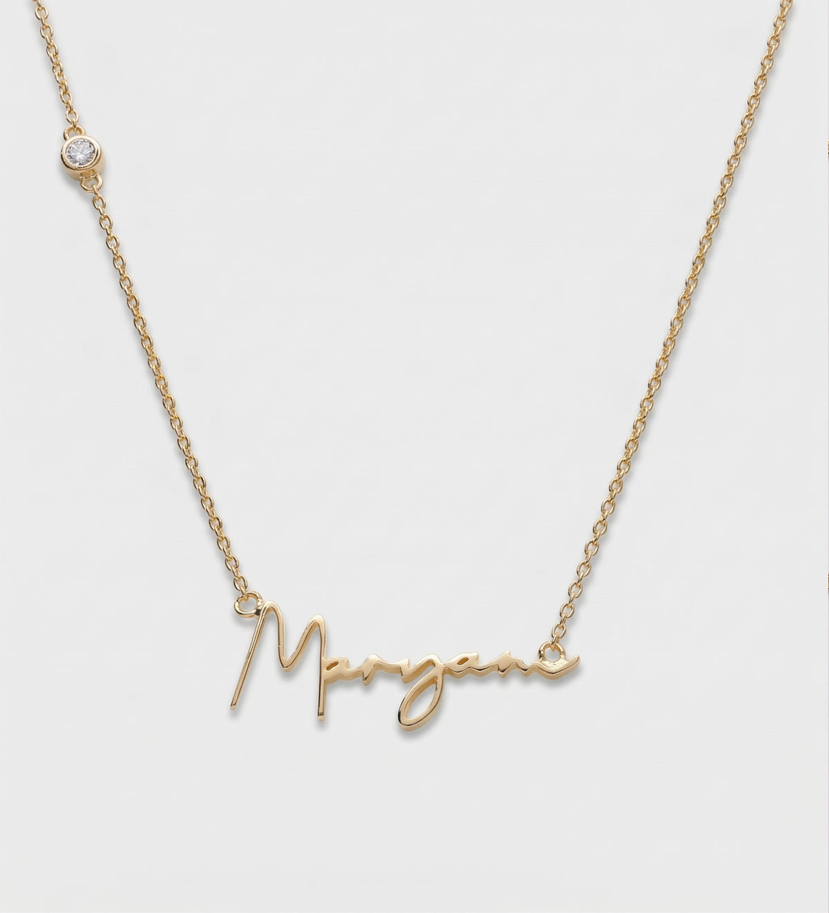 Signature Script Name Necklace With Lab Diamond in 18K Gold Plating on 925 Silver - Ash & Harry