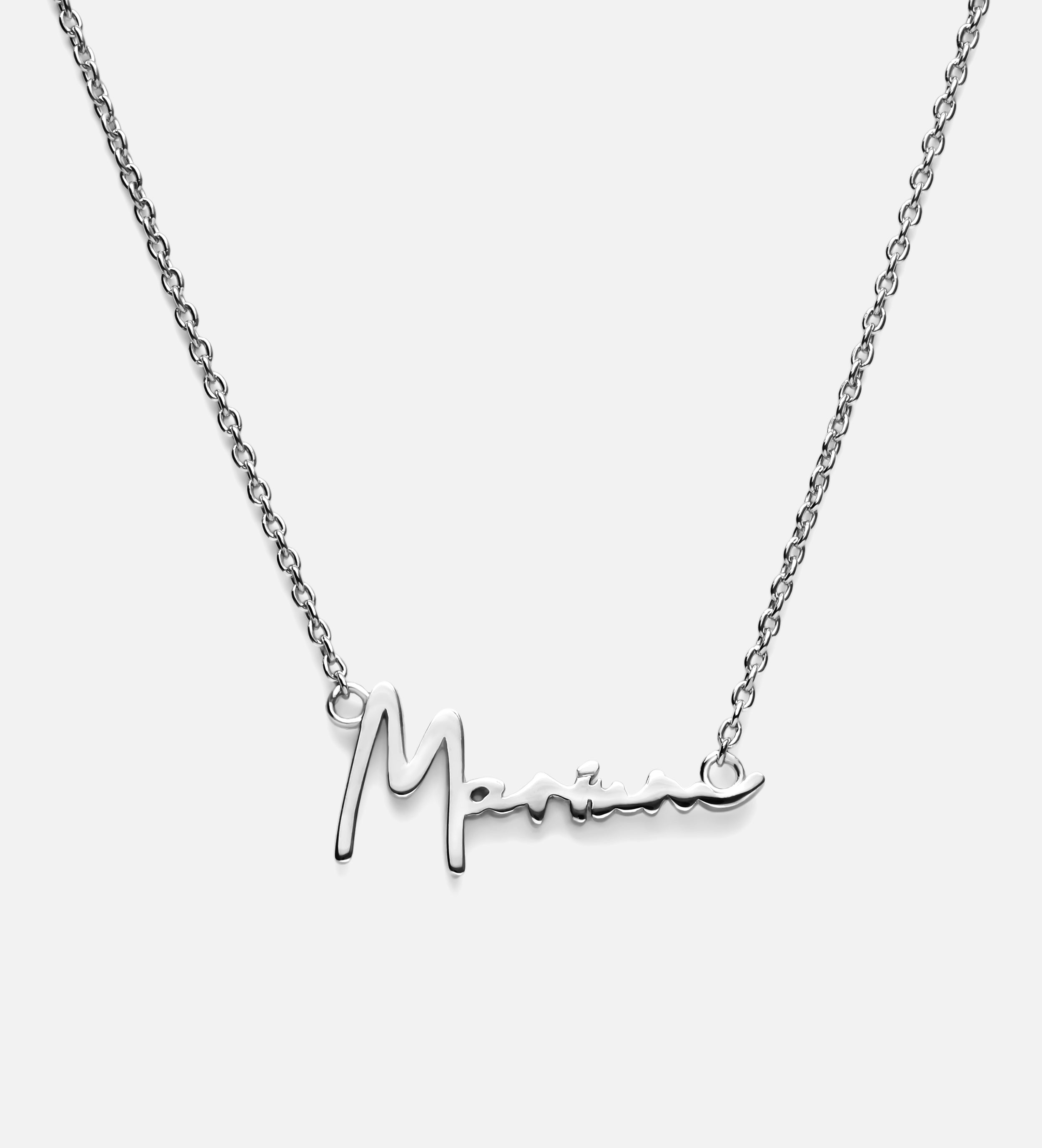 Signature Script Name Necklace in Rhodium Plating on 925 Silver - Ash & Harry