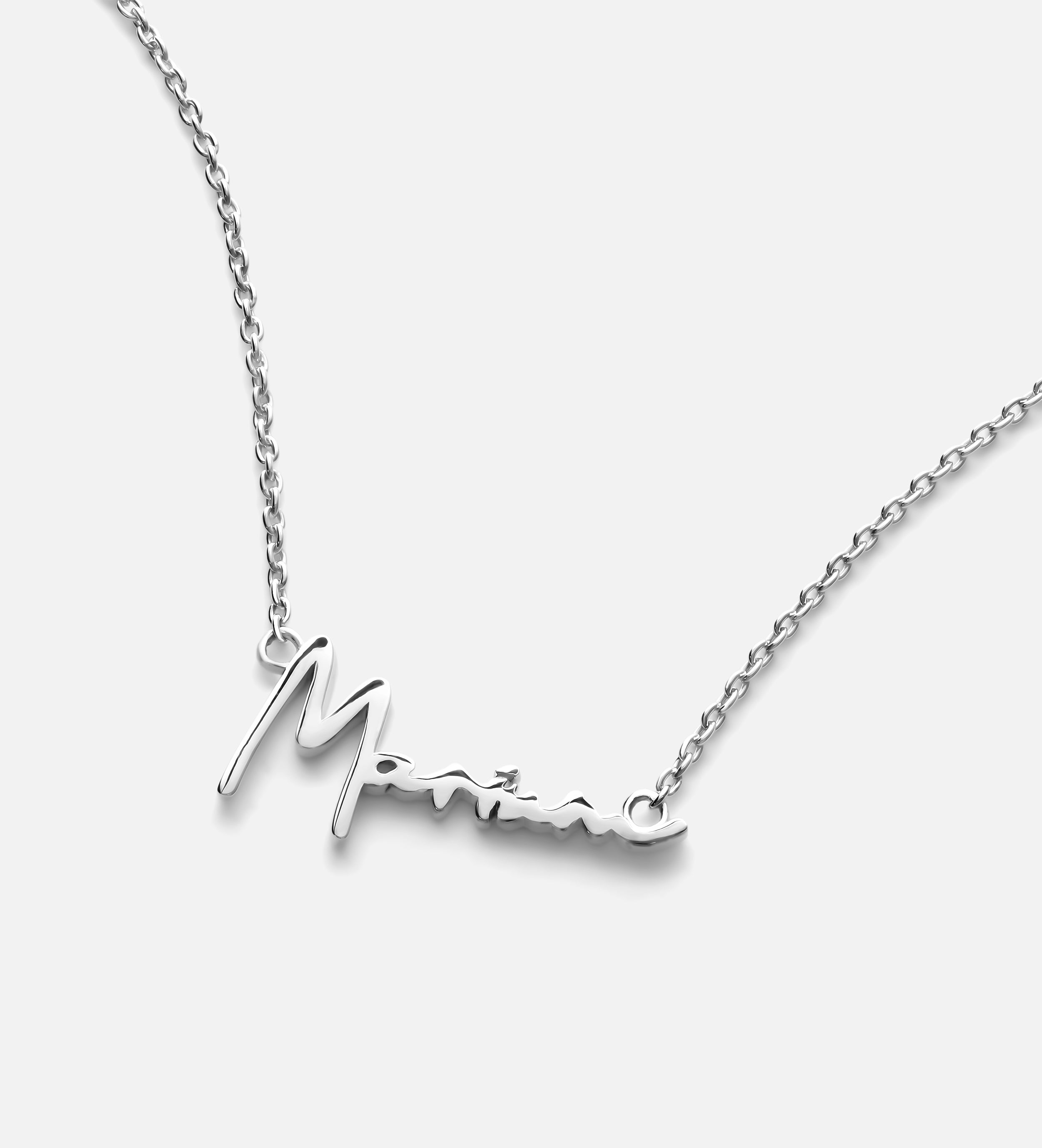 Signature Script Name Necklace in Rhodium Plating on 925 Silver - Ash & Harry