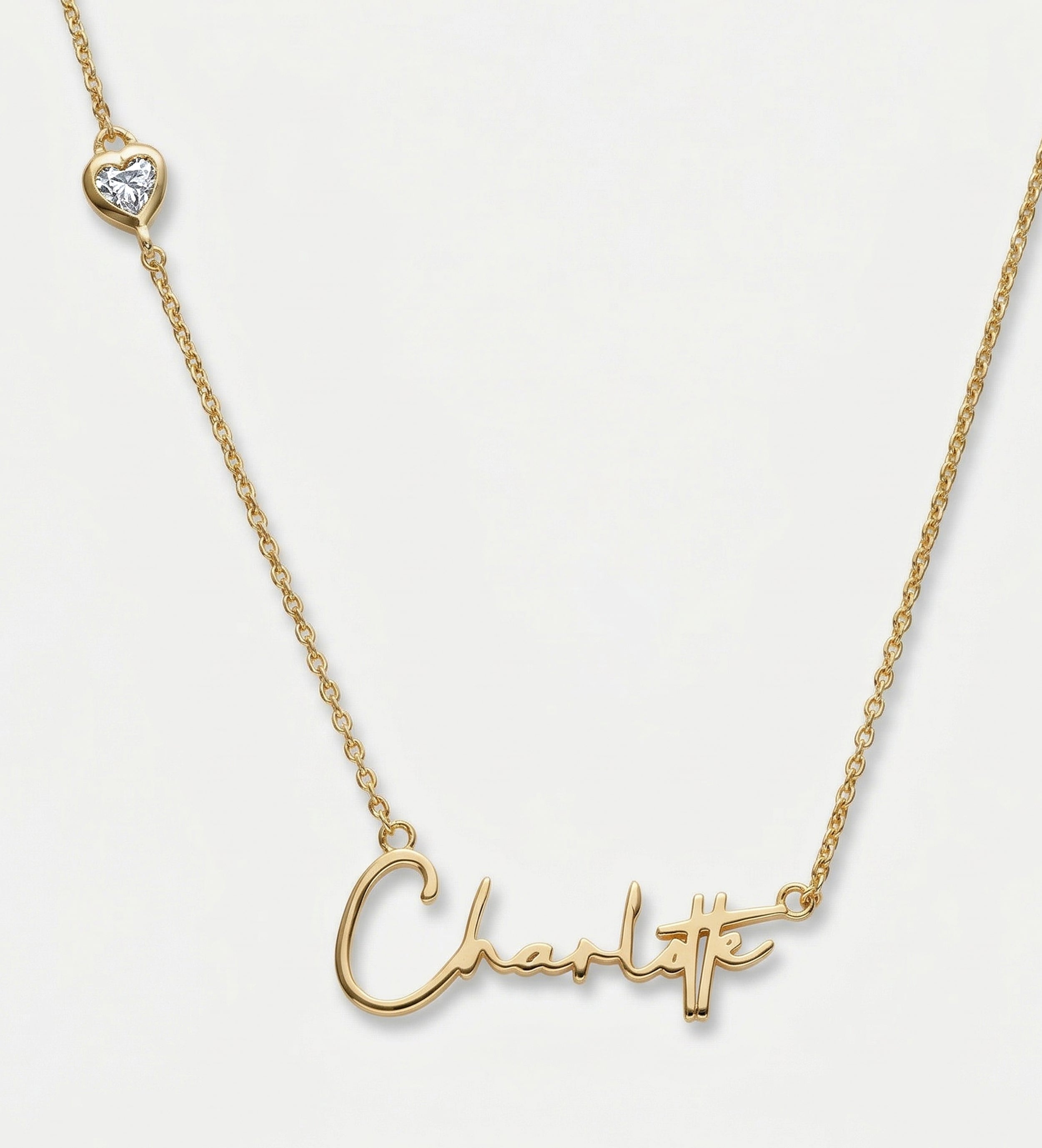 Signature Script Name Necklace With 0.2CT Lab Diamond in 18K Gold Plating on 925 Silver - Ash & Harry