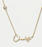 Signature Script Name Necklace With 0.2CT Lab Diamond in 18K Gold Plating on 925 Silver - Ash & Harry
