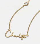 Signature Script Name Necklace With 0.2CT Lab Diamond in 18K Gold Plating on 925 Silver - Ash & Harry