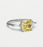 Solara Cushion Ring in 925 Silver with High Quality Simulated White and Canary Diamonds - Ash & Harry