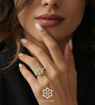 Solara Cushion Ring in 925 Silver with High Quality Simulated White and Canary Diamonds - Ash & Harry