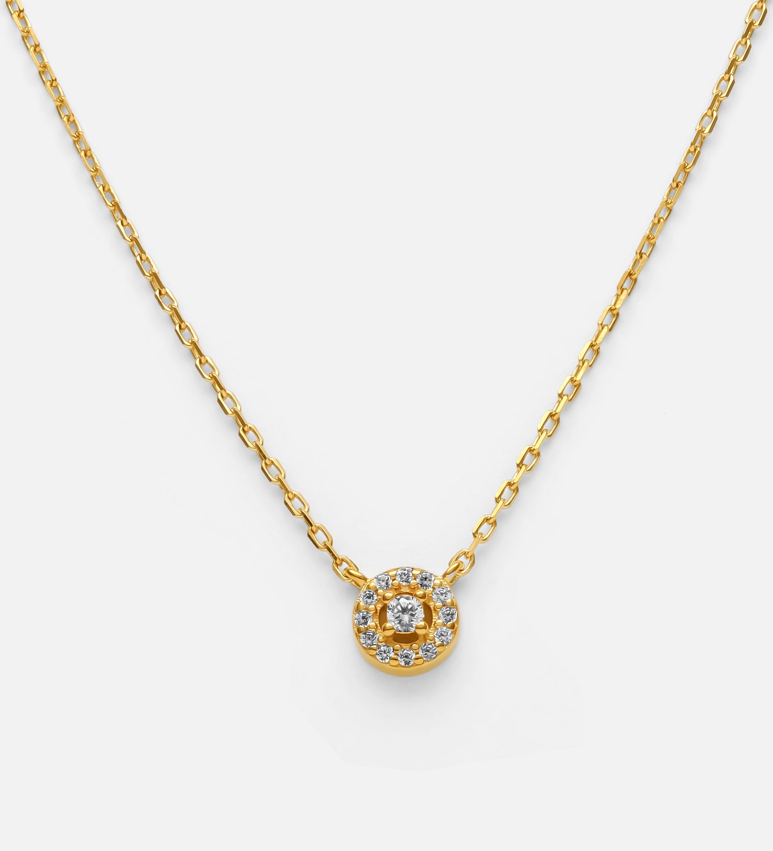 Solitaire Orbit Ring Necklace in 18k Gold Plating on 925 Silver - Ash & Harry