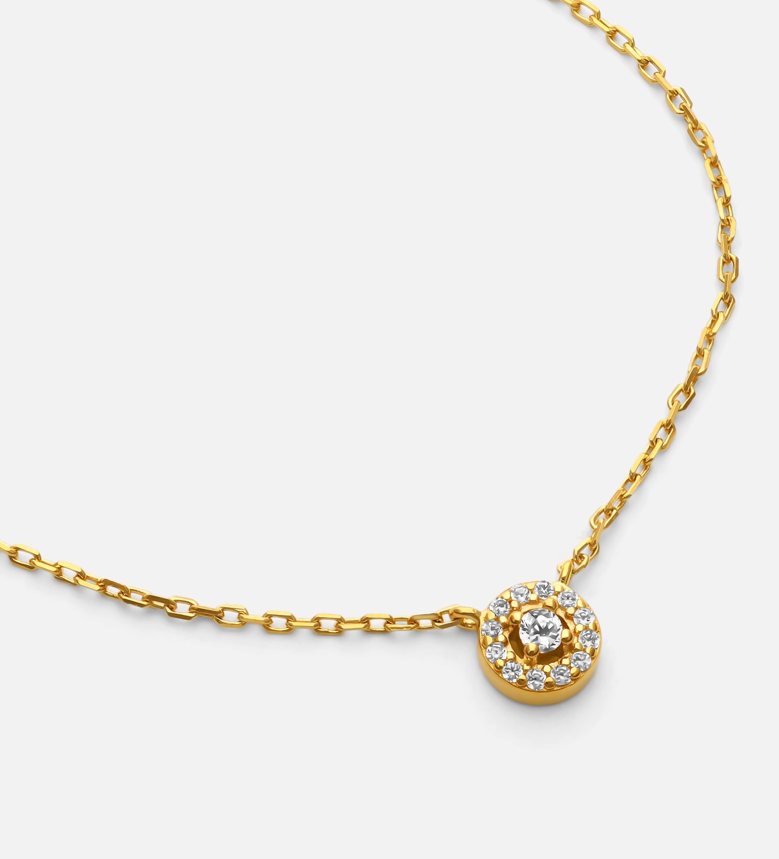 Solitaire Orbit Ring Necklace in 18k Gold Plating on 925 Silver - Ash & Harry