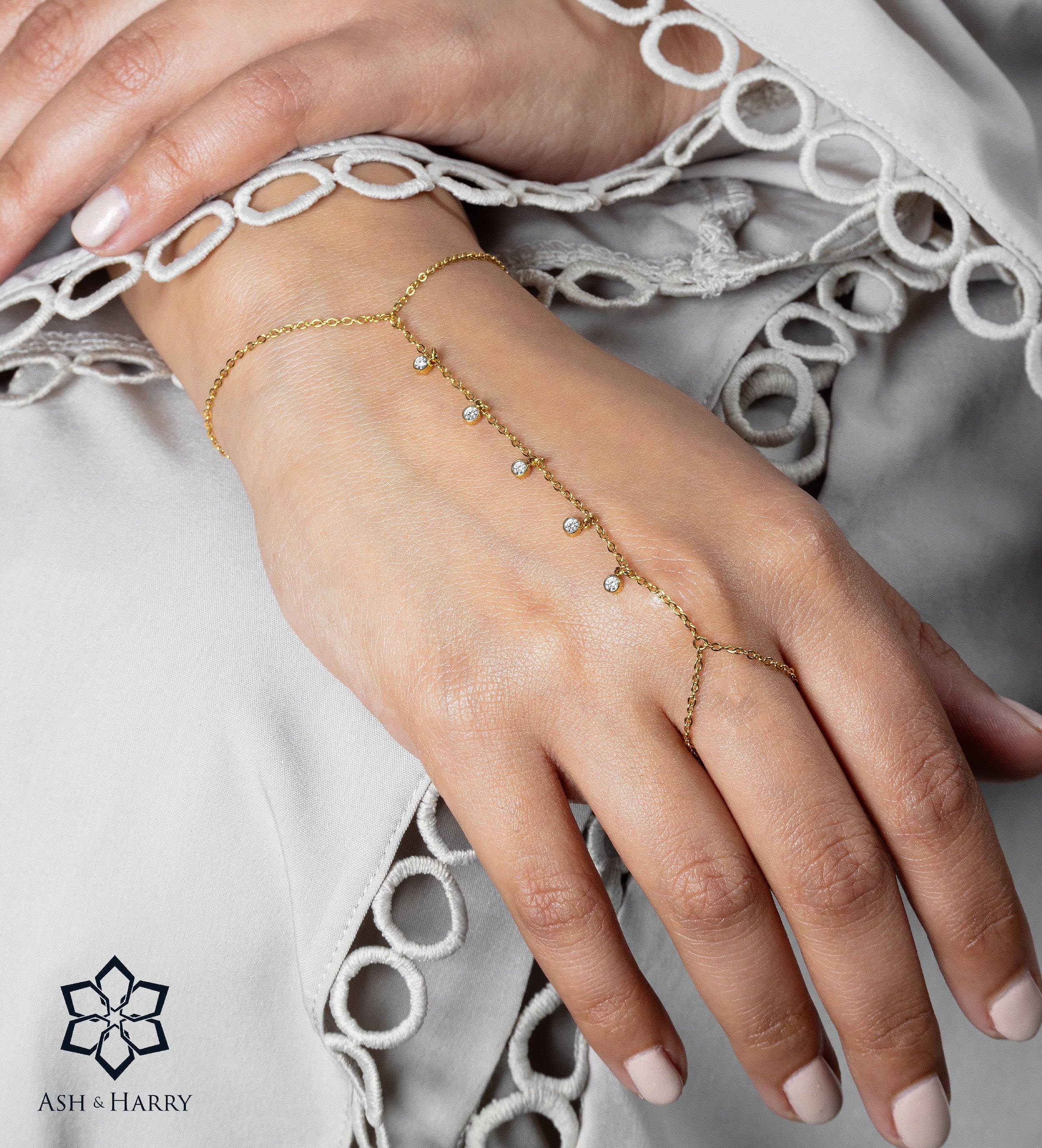 Stardrop Cascade Hand Chain With High Quality Simulated Diamonds - Ash & Harry