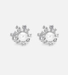 Starlit Cluster Pearl Studs With Fresh Water Pearls and High Quality Simulated Diamonds in 925 Silver - Ash & Harry