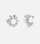 Starlit Cluster Pearl Studs With Fresh Water Pearls and High Quality Simulated Diamonds in 925 Silver - Ash & Harry