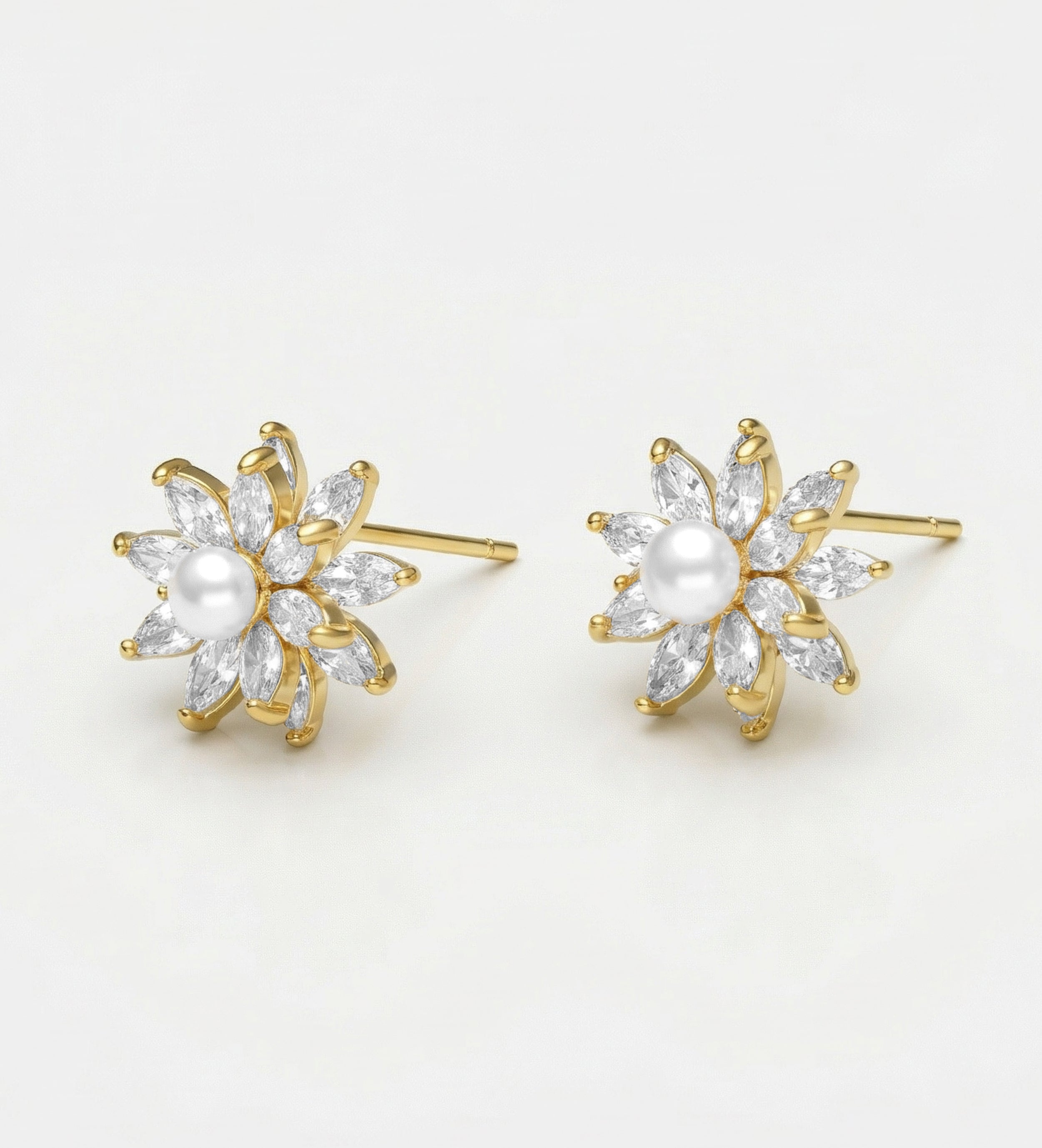 Sunlit Pearl Lotus Earrings - Ash & Harry