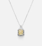 Sunset Halo Pendant in 925 Silver with High Quality Simulated White and Crafted Canary Diamonds - Ash & Harry