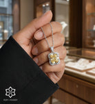Sunset Halo Pendant in 925 Silver with High Quality Simulated White and Crafted Canary Diamonds - Ash & Harry