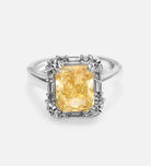 Sunset Halo Ring in 925 Silver with High Quality Simulated White and Crafted Canary Diamonds - Ash & Harry