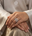 Symphony Of Stars Ring in 925 Silver with High - Quality White Simulated Diamonds - Ash & Harry