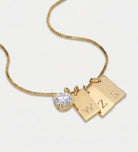 Tag Initial Necklace With 1CT Lab Diamond in 18K Gold Plating on 925 Silver - Ash & Harry