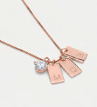Tag Initial Necklace With 1CT Lab Diamond in 18K Rose Gold Plating on 925 Silver - Ash & Harry