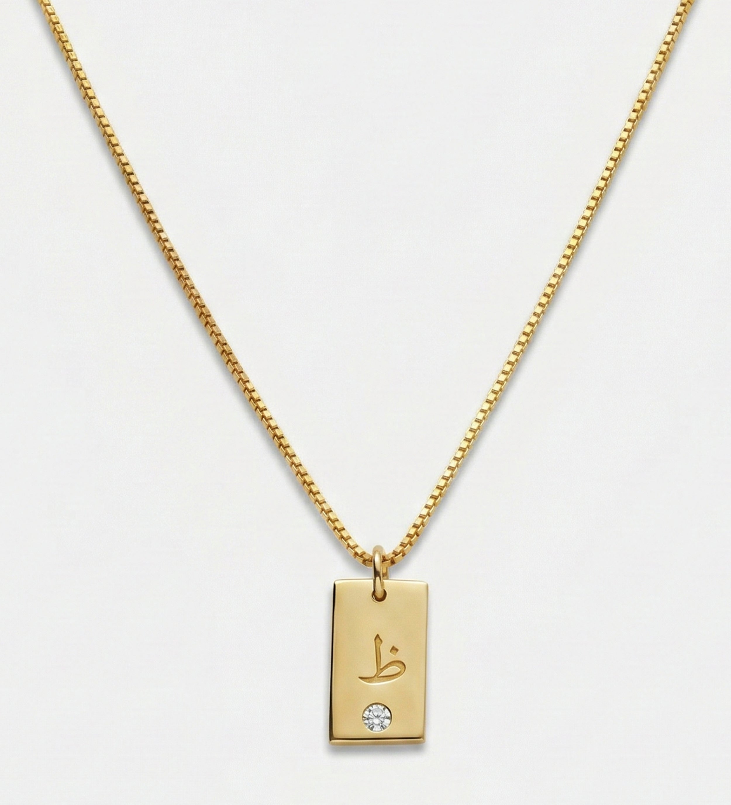 Tag Initial Necklace With Lab Diamond in 18K Gold Plating on 925 Silver - Ash & Harry