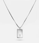 Tag Initial Necklace in Rhodium Plating on 925 Silver - Ash & Harry