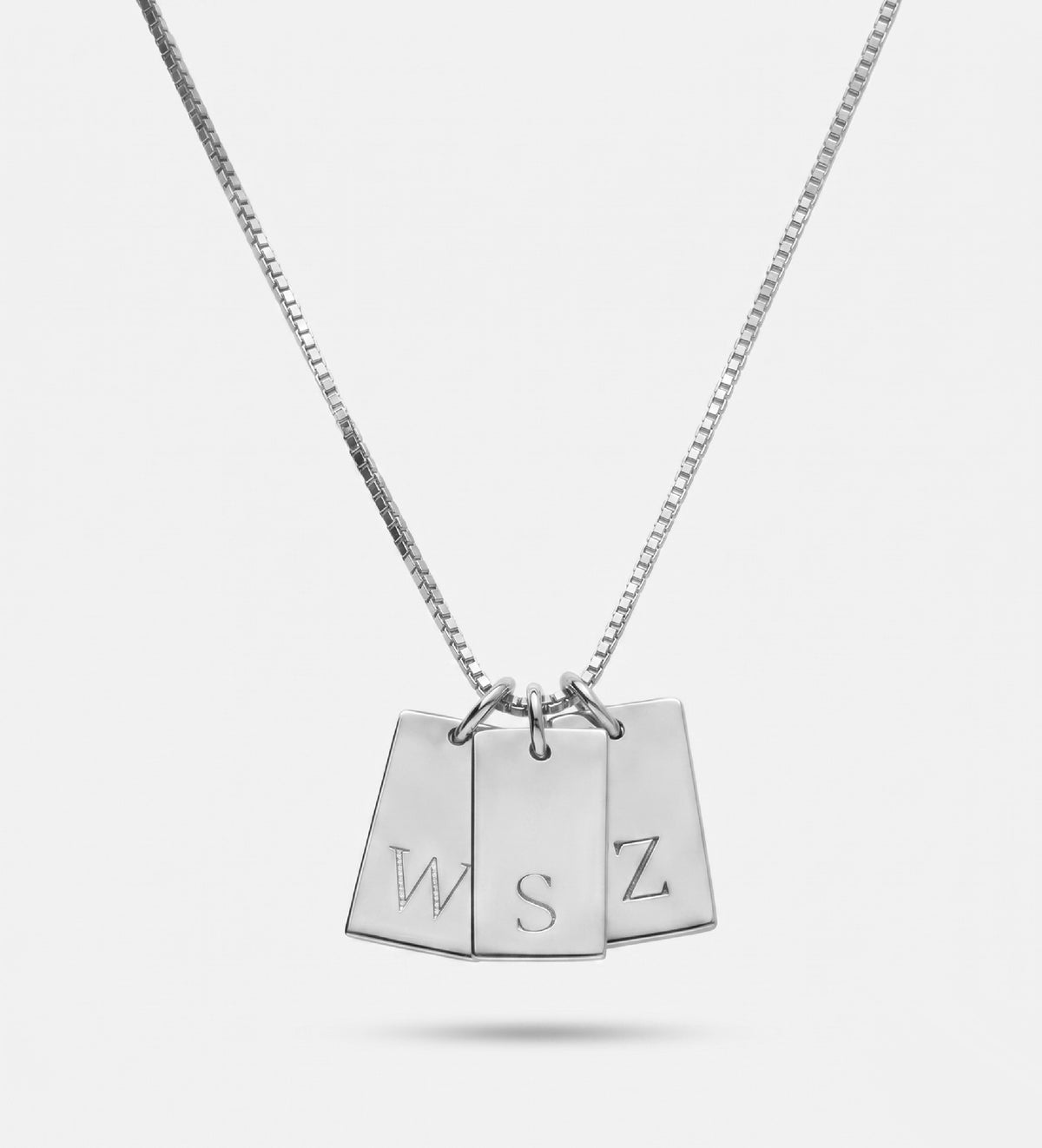 Tag Initial Necklace in Rhodium Plating on 925 Silver - Ash & Harry