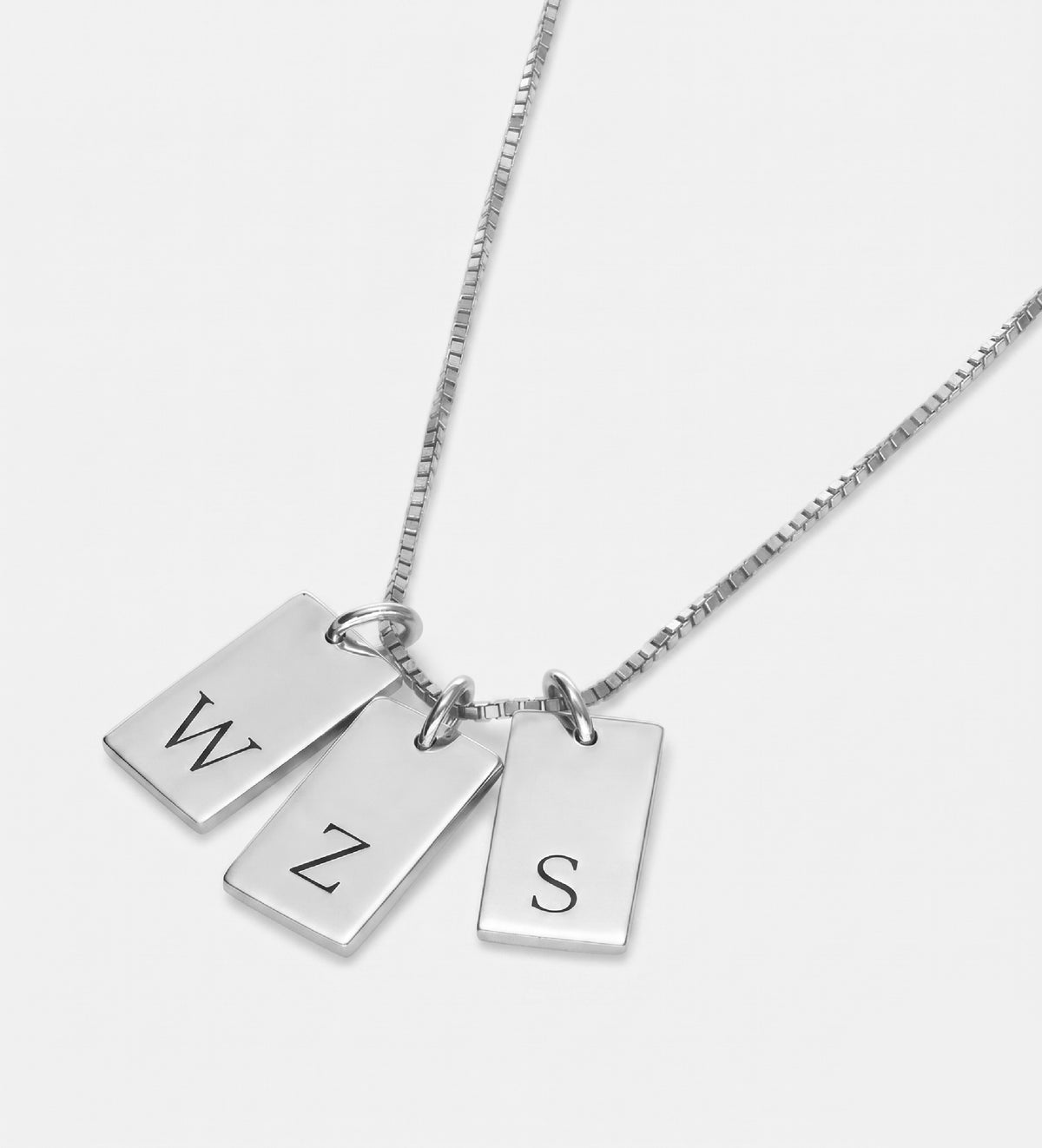 Tag Initial Necklace in Rhodium Plating on 925 Silver - Ash & Harry