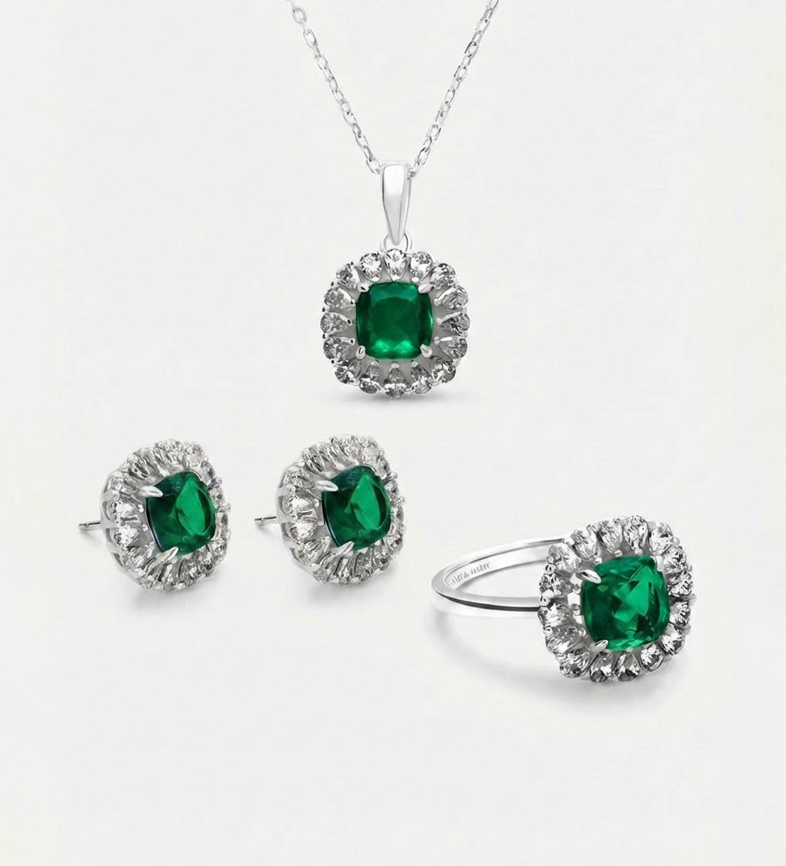 Timeless Emerald Garland Full Set in Silver - 3 Items - Ash & Harry