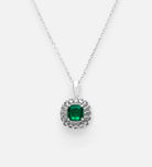 Timeless Emerald Garland Pendant in 925 Silver High Quality Simulated Diamonds and Crafted Emerald Stone - Ash & Harry