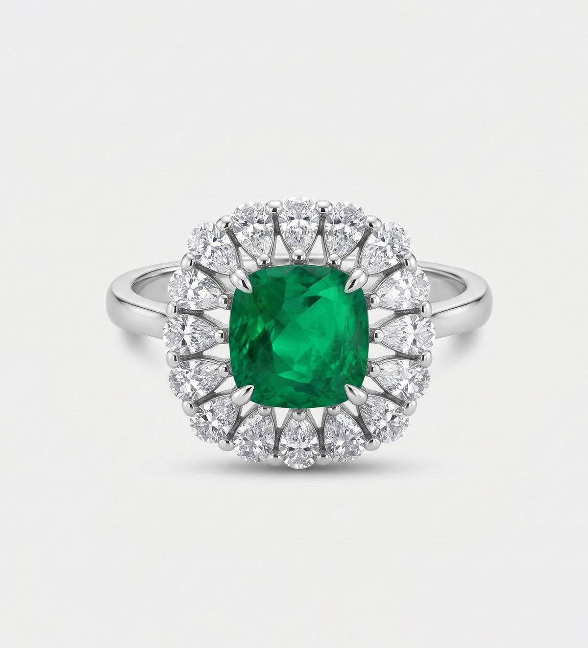 Timeless Emerald Garland Ring in 925 Silver High Quality Simulated Diamonds and Crafted Emerald Stone - Ash & Harry