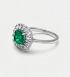 Timeless Emerald Garland Ring in 925 Silver High Quality Simulated Diamonds and Crafted Emerald Stone - Ash & Harry