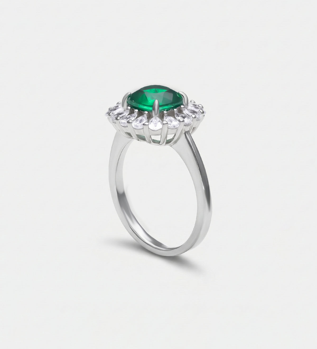 Timeless Emerald Garland Ring in 925 Silver High Quality Simulated Diamonds and Crafted Emerald Stone - Ash & Harry