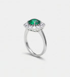 Timeless Emerald Garland Ring in 925 Silver High Quality Simulated Diamonds and Crafted Emerald Stone - Ash & Harry