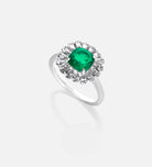 Timeless Emerald Garland Ring in 925 Silver High Quality Simulated Diamonds and Crafted Emerald Stone - Ash & Harry