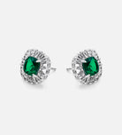 Timeless Emerald Garland Studs in 925 Silver High Quality Simulated Diamonds and Crafted Emerald Stones - Ash & Harry