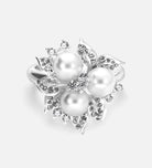 Trio Pearl Bloom Ring With Fresh Water Pearls and High Quality Simulated Diamonds in 925 Silver - Ash & Harry