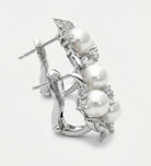 Trio Pearl Bloom Studs With Fresh Water Pearls and High Quality Simulated Diamonds in 925 Silver - Ash & Harry