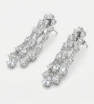 Triple Teardrop Cascade Earrings in 925 Silver with Teardrop - Cut High - Quality Simulated Diamonds - Ash & Harry